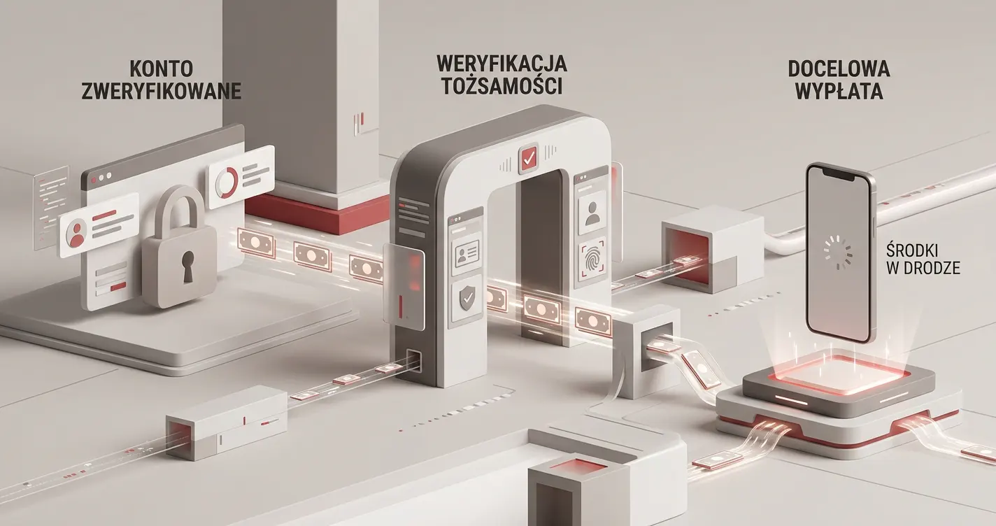 Neutralna ilustracja procesu wypłaty środków i kontroli konta