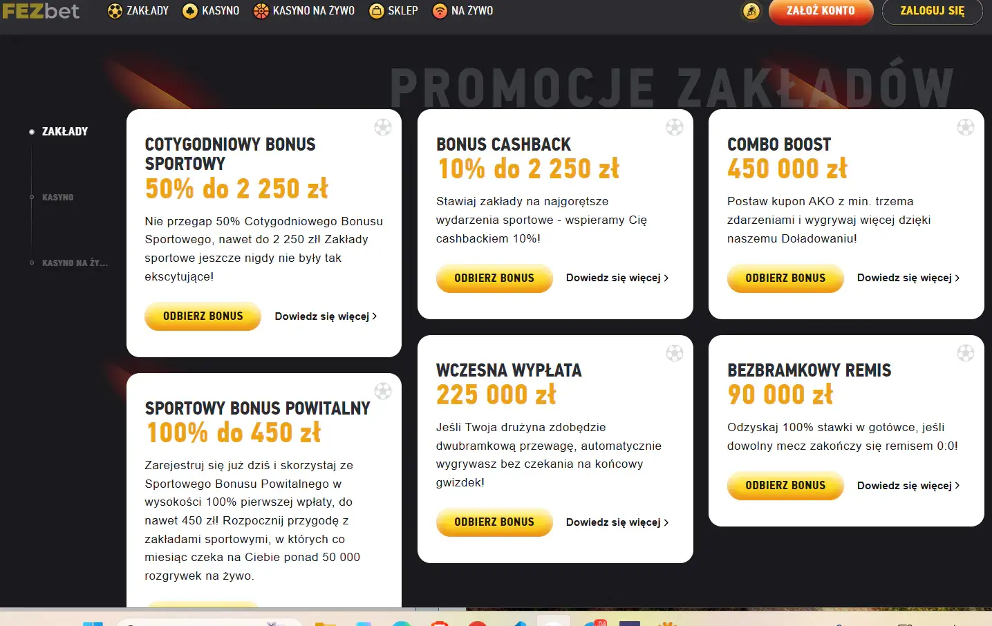 Aktualna polska strona promocji FEZbet